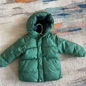 Green Puffer Jacket with Hood